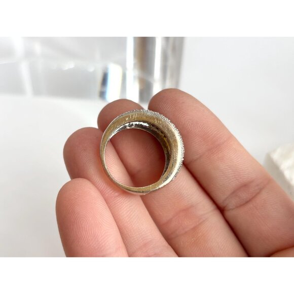 Multi Gemstoned Swirly & Wavy Cocktail 925 Sterling Silver Vintage Ring - sz 7 - Picture 9 of 11